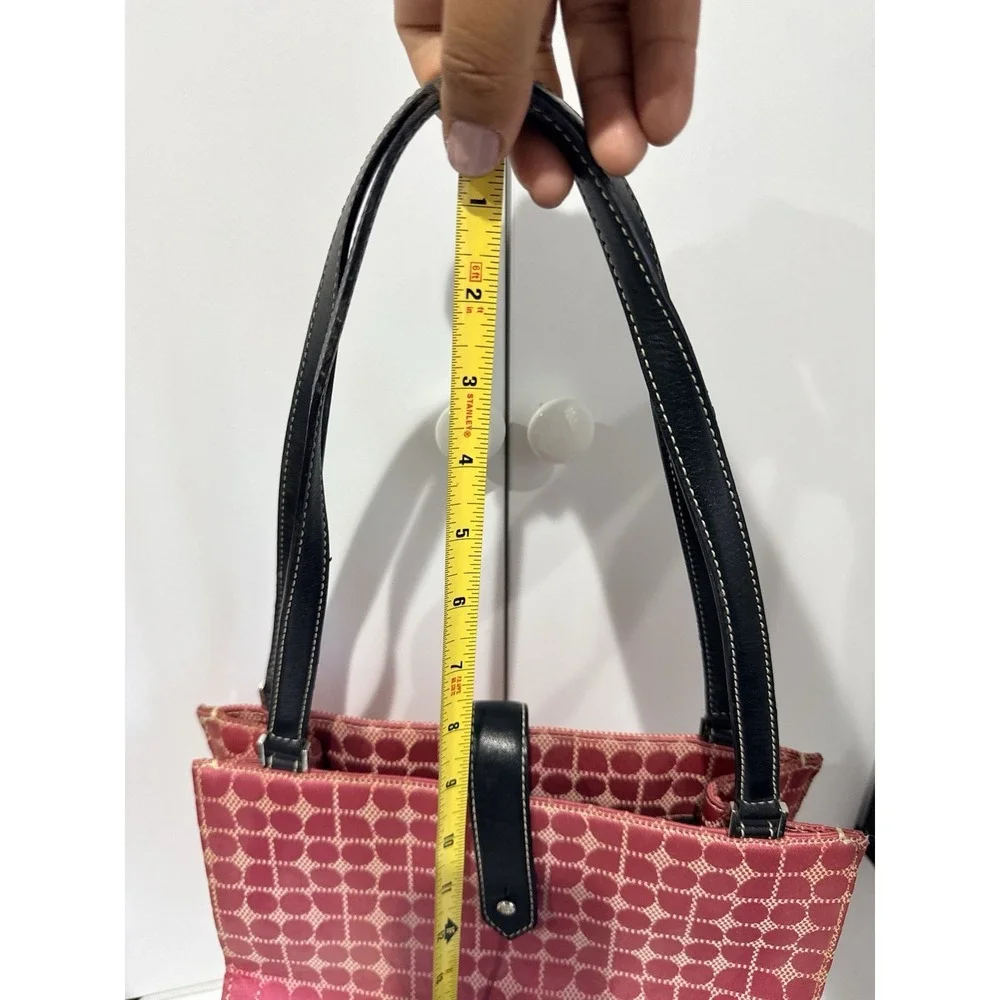 Kate Spade Vintage Pink Logo Print Handbag Purse Black Trim‎ 1